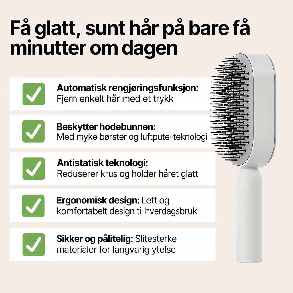 QuickClean™ Hårbørste - Fjerner gjenstridig hår og masserer hodebunnen - AVABeauty.no